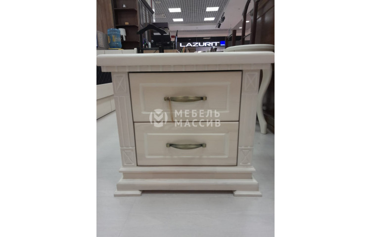 Тумба Флоренция 2 ящика (массив сосны), Белая эмаль